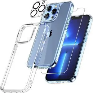 Entronix Bundle Compatible with iPhone 12 Pro - [Hard] Clear Case, 1 Clear Screen Protector & 1 Camera Lens Protector