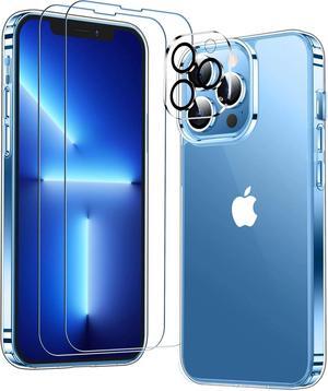 Entronix Bundle Compatible with iPhone 13 Pro Max - [Hard] Clear Case, 2 Clear Screen Protector & 1 Camera Lens Protector