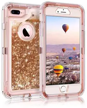 Entronix Case Compatible with iPhone 8/7/SE - Liquid Glitter Triple-Layer Heavy Duty Protection