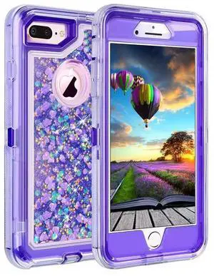 Entronix Case Compatible with iPhone 8/7/SE - Liquid Glitter Triple-Layer Heavy Duty Protection
