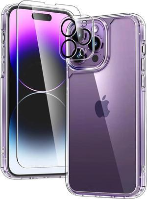 Entronix Bundle Compatible with iPhone 14 Pro Max - [Hard] Clear Case, 1 Clear Screen Protector & 1 Camera Lens Protector