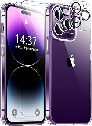 Entronix Bundle Compatible with iPhone 14 Pro Max - [Hard] Clear Case, 2 Clear Screen Protector & 2 Camera Lens Protectors
