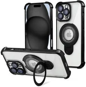 Entronix [Magnetic] Case Compatible with iPhone 16 Pro Max - [Clear Back] Luxury Glossy Gripstand