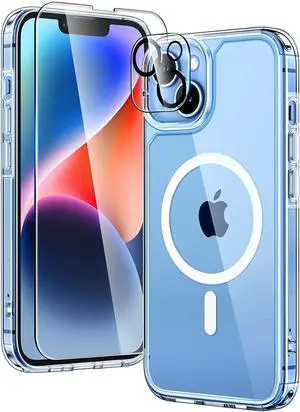 Entronix Bundle Compatible with iPhone 13 Mini - [Magnetic] Clear Case, 1 Clear Screen Protector & 1 Camera Lens Protectors