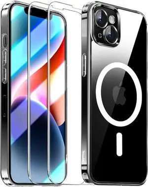 Entronix Bundle Compatible with iPhone 13 Mini - [Magnetic] Clear Case & 2 Clear Screen Protectors