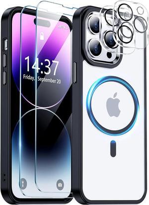 Entronix Bundle Compatible with iPhone 14 Pro Max - [Magnetic] Clear Case, 2 Clear Screen Protectors & 2 Camera Lens Protectors