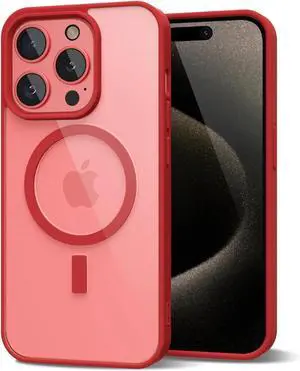 Entronix [Magnetic] Case Compatible with iPhone 15 Pro Max - [Clear Back] Soft Matte Frame