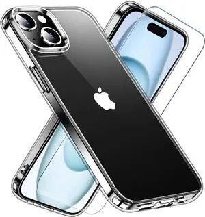 Entronix Bundle Compatible with iPhone 15 Plus - [Hard] Clear Case & 1 Clear Screen Protector