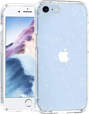 Entronix Case Compatible with iPhone 8/7/SE - [Hard Back] Glitter Clear