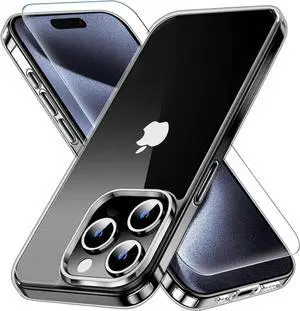 Entronix Bundle Compatible with iPhone 15 Pro - [Hard] Clear Case & 1 Clear Screen Protector