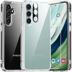 Entronix Bundle Compatible with Galaxy S25 Plus - [Hard] Clear Case, 1 Clear Clear Screen Protector & 1 Camera Lens Protector