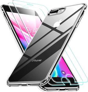 Entronix Bundle Compatible with iPhone 8 Plus/7 Plus - [Hard] Clear Case & 2 Clear Screen Protectors