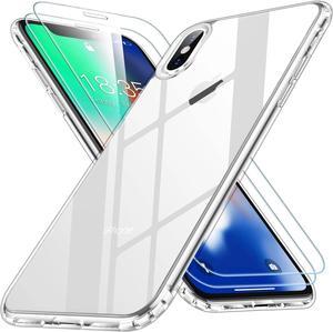 Entronix Bundle Compatible with iPhone X - [Hard] Clear Case & 2 Clear Screen Protectors
