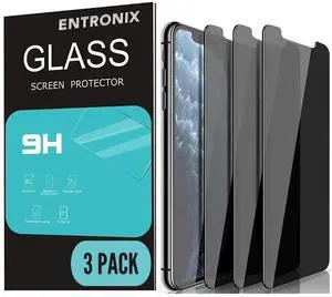 Entronix Anti-Spy Privacy Screen Protector Compatible with iPhone 15 Pro Max - 3-Piece Combo