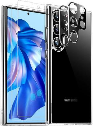 Entronix Bundle Compatible with Galaxy S25 Ultra - [Hard] Clear Case, 2 Clear Clear Screen Protector & 2 Camera Lens Protectors