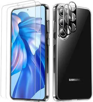 Entronix Bundle Compatible with Galaxy S25 Plus - [Hard] Clear Case, 2 Clear Clear Screen Protector & 2 Camera Lens Protectors