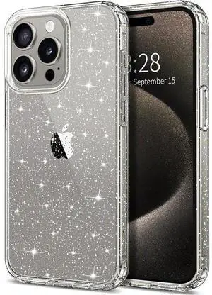 Entronix Case Compatible with iPhone 16 Pro Max - [Hard Back] Glitter Clear