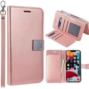 Entronix Case Compatible with iPhone 8/7/SE - Foldable Leather Wallet, Card Holder & Lanyard