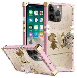 Entronix Case Compatible with iPhone 16 Pro Max - [Rectangular] Luxury Butterfly Grip Stand