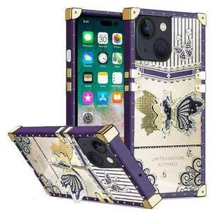 Entronix Case Compatible with iPhone 14 Plus - [Rectangular] Luxury Butterfly Grip Stand