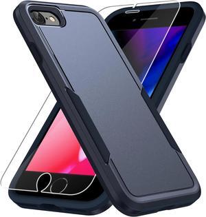 Entronix Bundle Compatible with iPhone 8/7/SE - Soft-Touch Dual-Layer Case & 1 Clear Screen Protector