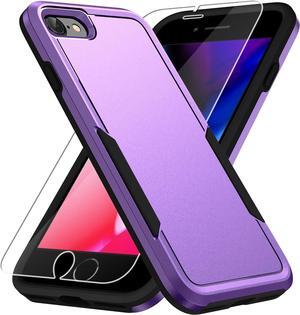 Entronix Bundle Compatible with iPhone 8/7/SE - Soft-Touch Dual-Layer Case & 1 Clear Screen Protector