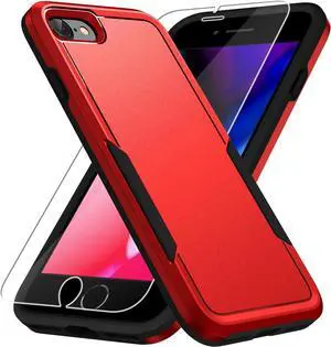 Entronix Bundle Compatible with iPhone 8/7/SE - Soft-Touch Dual-Layer Case & 1 Clear Screen Protector