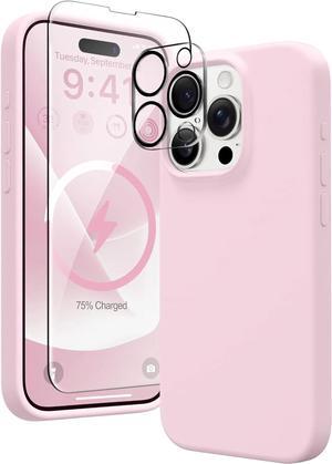 Entronix Bundle Compatible with iPhone 13 Pro Max - Liquid Silicone Case, 1 Clear Screen Protector & 1 Camera Lens Protector
