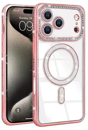 Entronix [Magnetic] Case Compatible with iPhone 17 Pro Max - [Clear Back] Luxury Diamonds