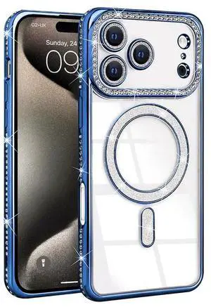 Entronix [Magnetic] Case Compatible with iPhone 17 Pro Max - [Clear Back] Luxury Diamonds