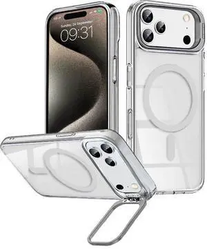 Entronix [Magnetic] Case Compatible with iPhone 17 Pro Max  [Glossy] Color Back with Camera Frame Stand