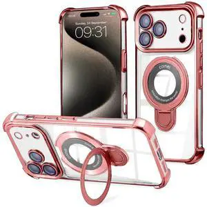 Entronix [Magnetic] Case Compatible with iPhone 17 Pro Max - [Clear Back] Luxury Glossy Gripstand