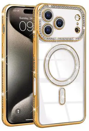 Entronix [Magnetic] Case Compatible with iPhone 17 Pro Max - [Clear Back] Luxury Diamonds