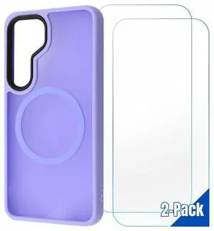 Entronix Bundle Compatible with Galaxy S25 - [Magnetic] Translucent Matte Case & 2 Clear Screen Protectors