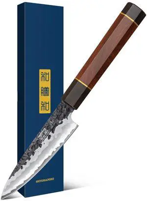 HOSHANHO Paring Knife 3.75 Inch Peeling knife, Razor Sharp Japanese VG10 Steel Core Small Kitchen Knife, Hand Forged Fruit Knife for Peeling & Coring with Ergonomic Handle