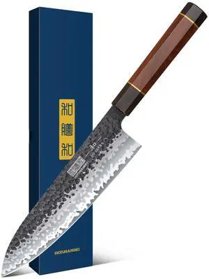 HOSHANHO 8 Inch Japanese Gyuto Chef Knife, 7 Layers High Carbon Steel VG-10 Kitchen Knife, Professional Hand Forged Cooking Knife with Ergonomic Rosewood Handle