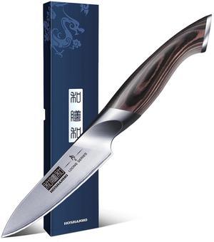 HOSHANHO 3.75 inch Paring Knife, Japanese AUS-10 High Carbon Stainless Steel Small Kitchen Knife, Ultra Sharp Fruit Knife with Ergonomic Pakkawood Handle