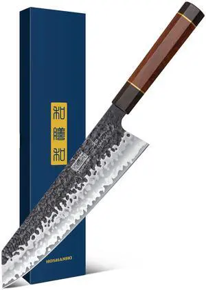 HOSHANHO 9 Inch Kiritsuke Chef Knife, Japanese Hand Forged 7 Layers VG-10 Steel Kitchen Knife, Professional Gyuto Chef's Knife with Ergonomic Rosewood Handle