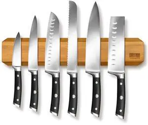 HOSHANHO Magnetic Knife Holder for Wall 16 inch, Acacia Wood Magnetic Knife Strips, Knife Magnetic Strips Knife Bar for Art Supply Organizer & Tool Holder