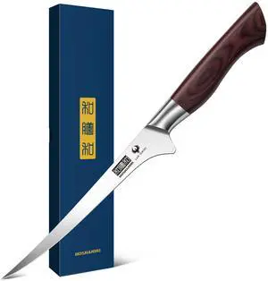 HOSHANHO Fillet Knife 7 Inch, Professional High Carbon Stainless Steel Boning Knife for Meat, Ultra Sharp Japanese Fish Fillet Knife with Ergonomic Wood Handle