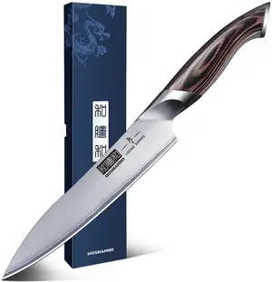 HOSHANHO 6 Inch Kitchen Knife, Ultra Sharp Japanese AUS-10 Stainless Steel Chef Knife, Multipurpose Kitchen Utility Knife with Ergonomic Pakkawood Handle