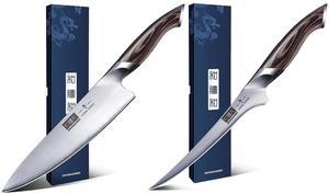 Hoshanho Two Piece Kitchen Knife Set in Japanese Steel AUS-10, High-Class Chef's Knife 8 inch and Fillet knife 7 inch Professional Cooking Knife, Non-slip Ultra Sharp Knife with Ergonomic Handle