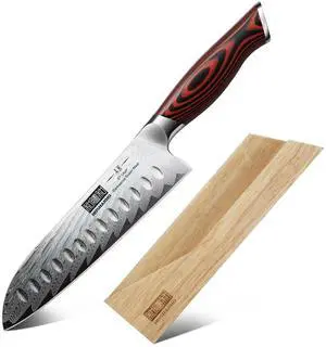 HOSHANHO 7" Damascus Santoku Knife with Sheath HOSHANHO 7" Damascus Santoku Knife with Sheath