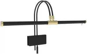 Cocoweb 22" LED Grand Piano Light with Black and Brass Accents. Full Range Dimmer, LED Light, Adjustable Shades and Height