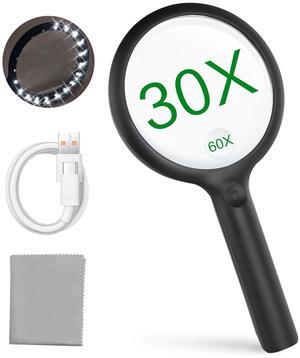 GARMEE Magnifying Glass with Light - LED Magnifiers for Reading USB Rechargeable Magnifying Glasses with Light for Close Work 3 Modes Jewelers Magnifying Glass for Seniors Vision Impairment Black