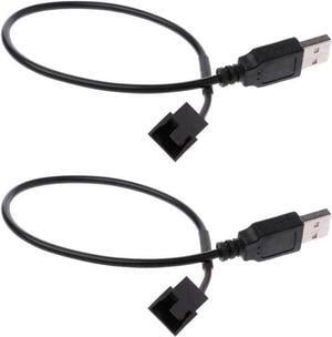(2 Pack) USB to 3-Pin / 4-Pin PWM 5V USB Sleeved Fan Power Adapter Cable USB to 3 Pin / 4 Pin Case Fan Adapter Connector Cable (USB-3Pin/4Pin Cable)