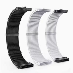 TEUCER computer case power motherboard 24-pin extension cable with two cable combs for power supply 24-pin module extension cable 0.35M (ONLY 1PACK) Black