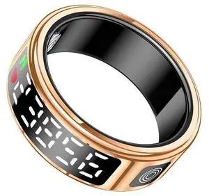 Smart ring display, touch sensing, IP68 heart rate, blood oxygen, sleep status, with charging case Gold