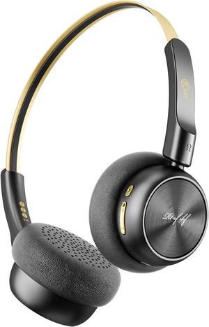 iKF R1 Wireless Retro Headphones | Bluetooth V 5.3 | 60 Hours Playtime | APP Custom Sound | Game Mode | Noise Isolation | Built-in Microphone | Throwback 80s 90s Design-Black gold