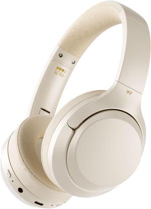 iKF T1 Pro Wireless Bluetooth Over-Ear Headphones, 100H Battery, HiFi Sound, ANC, Multi-Device Connection, App Control, Wired Mode, for Travel, Work, Gaming, Music T1 Pro Offwhite
